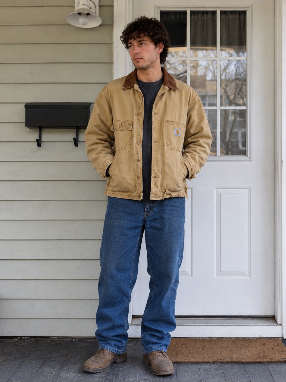 Carhartt Brown Canvas Field Jacket with Corduroy Collar - Picture 7 of 7
